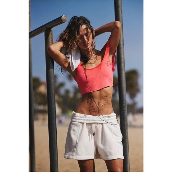 New Free People Movement Sprint To The Finish Shorts Sweat Baggy Loose White L - Picture 10 of 10